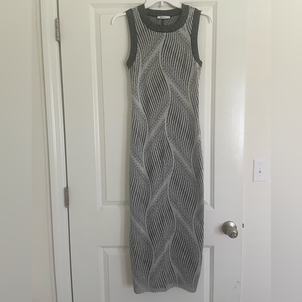 NWOT Zara gray silver bodycon maxi dress